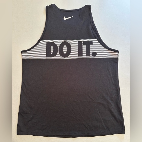 Nike Women’s Small Just Do It Dri-Fit Tank Top Black White Work Out Exercise - Picture 2 of 8